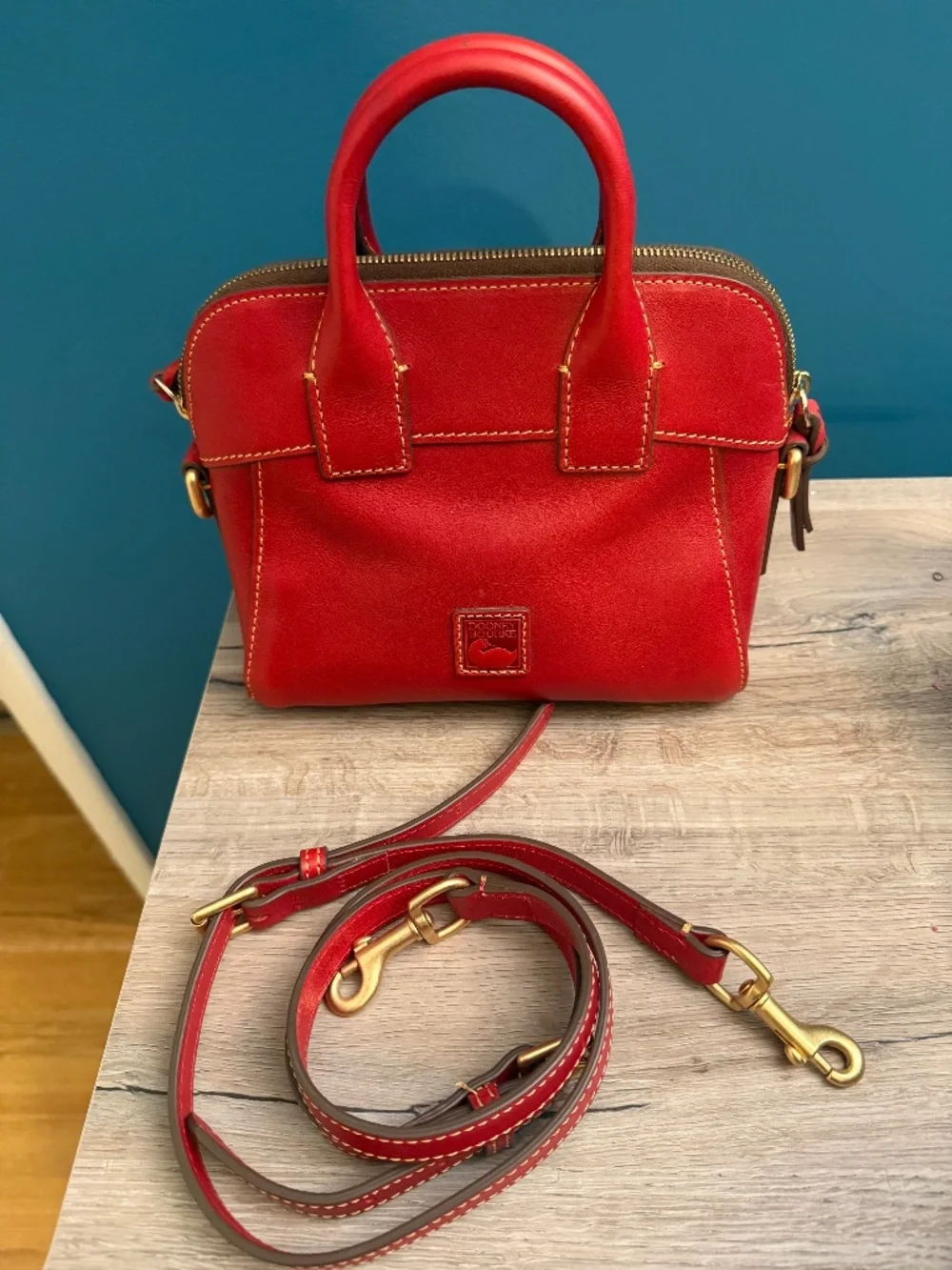 Dooney & Bourke Florentine Small Cameron Satchel Crossbody RED - Picture 1 of 5